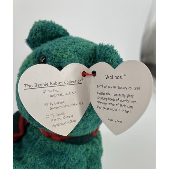 Ty Beanie Babies Bundle (2pcs) Wallace Bear And 1999 Holiday Teddy - Picture 16 of 16